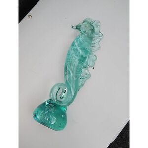 Murano Art Glass Seahorse Sculpture 12" Freeform Hand Blown Controlled Bubble